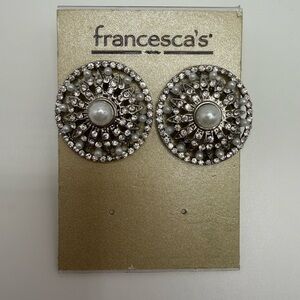 Francesca's Collections Silver and Pearl Earrings